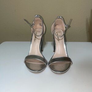 Lulu's Silver Stiletto Heels Elegant Sandals